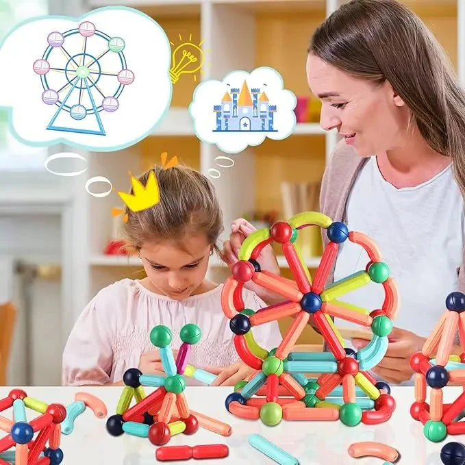 Magnetic Toys for Kids Blocks – Colorful Magnetic Blocks & Building Toys for Toddlers | Educational STEM Magnetic Toys Set